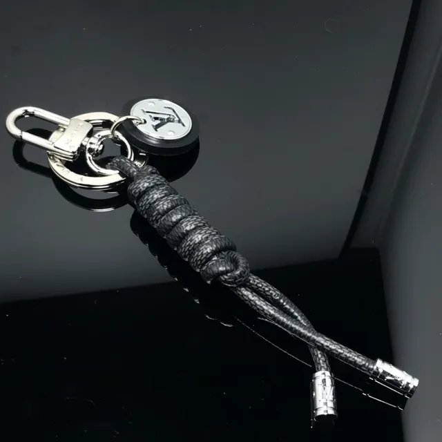 Louis Vuitton Monogram Cord Black Brown Braided Monogrammed Silver-Tone Hardware Cable 3