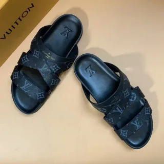 Louis Vuitton Monogram Sandalias de doble correa deslizante