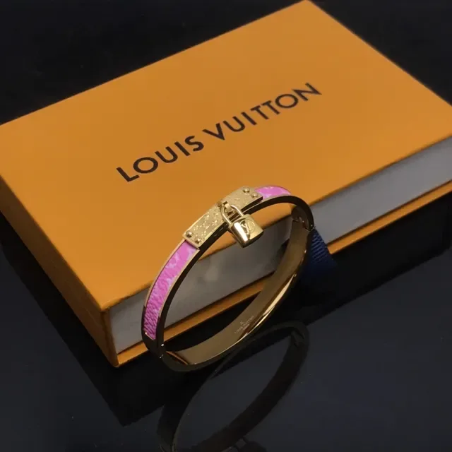 Louis Vuitton Monogram Enamel Bangle Pink Gold Hinged Band Bracelet 2