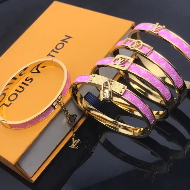 Louis Vuitton Monogram Enamel Bangle Pink Gold Hinged Band Bracelet 3