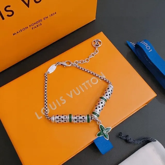 Louis Vuitton Monogram Enamel Charm Silver Bracelet 3
