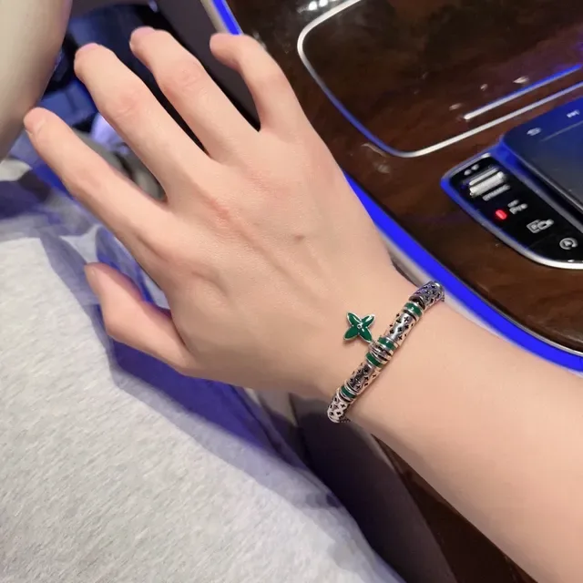 Louis Vuitton Monogram Enamel Charm Silver Bracelet 4
