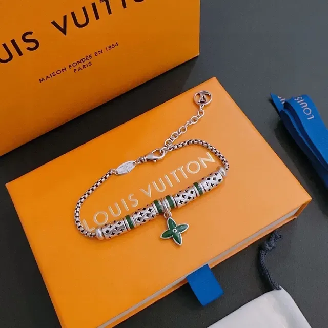 Louis Vuitton Monogram Enamel Charm Silver Bracelet 5