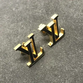 Louis Vuitton Monogram Enamel Gold Stud Earrings
