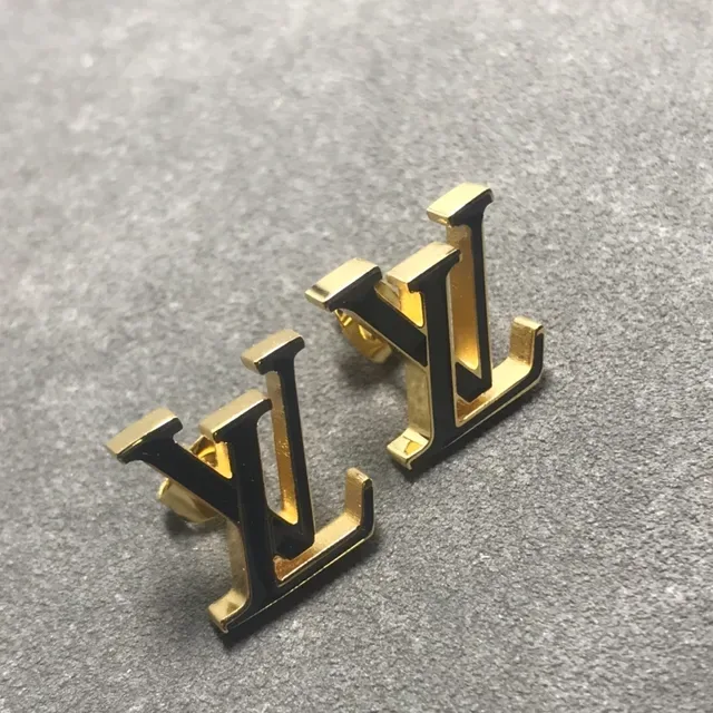 Louis Vuitton Monogram Enamel Gold Stud Earrings 2