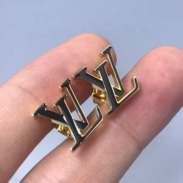 Louis Vuitton Monogram Enamel Gold Stud Earrings 3
