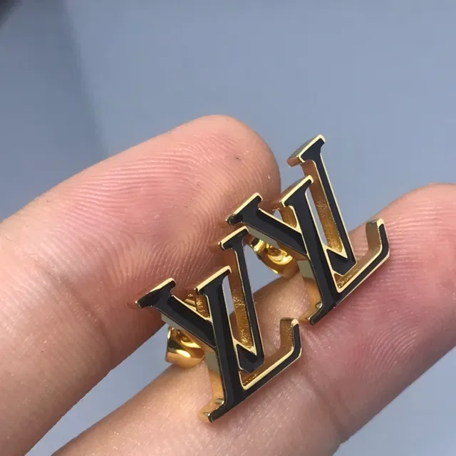 Louis Vuitton Monogram Enamel Gold Stud Earrings 4