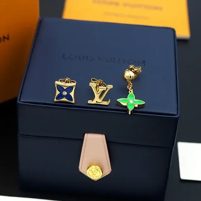 Louis Vuitton Monogram Flower and LV Logo Earrings 2