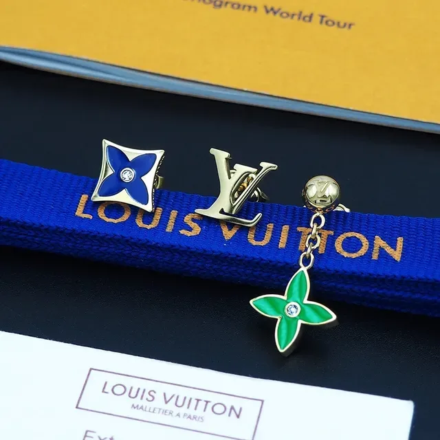 Louis Vuitton Monogram Flower and LV Logo Earrings 4