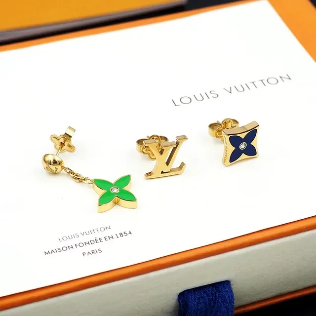 Louis Vuitton Monogram Flower and LV Logo Earrings 7