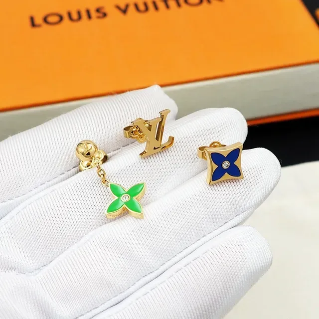Louis Vuitton Monogram Flower and LV Logo Earrings 9