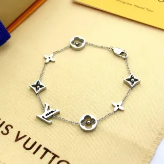 Louis Vuitton Monogram Flower Charm Silver-Tone Enamel Bracelet