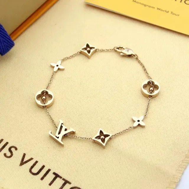 Louis Vuitton Monogram Flower Charm Silver-Tone Enamel Bracelet 4