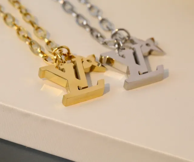 Louis Vuitton Monogram Flower Gold Silver Pendant Motif Necklace 5
