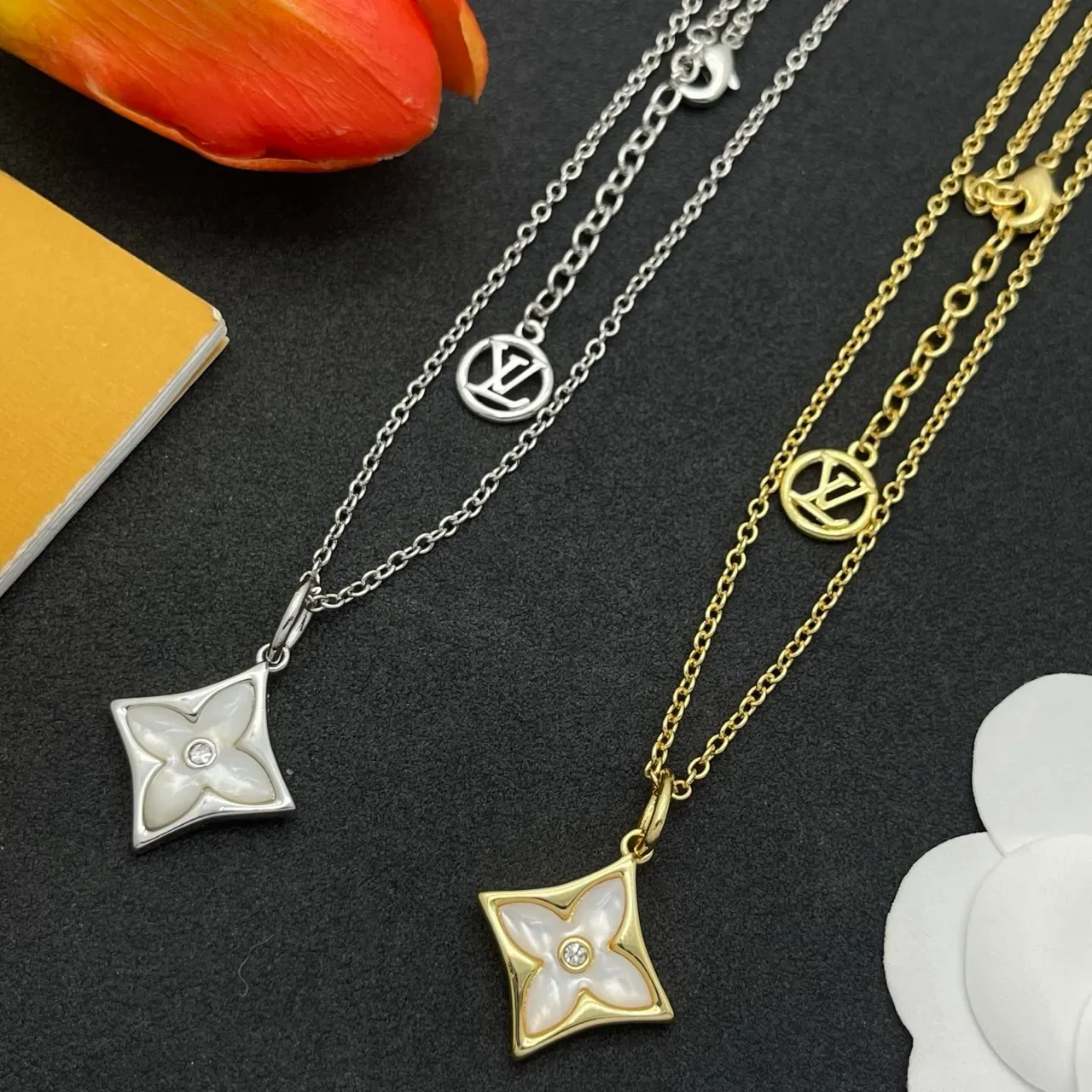 Louis Vuitton Monogram Flower Quatrefoil Layered Necklace 3