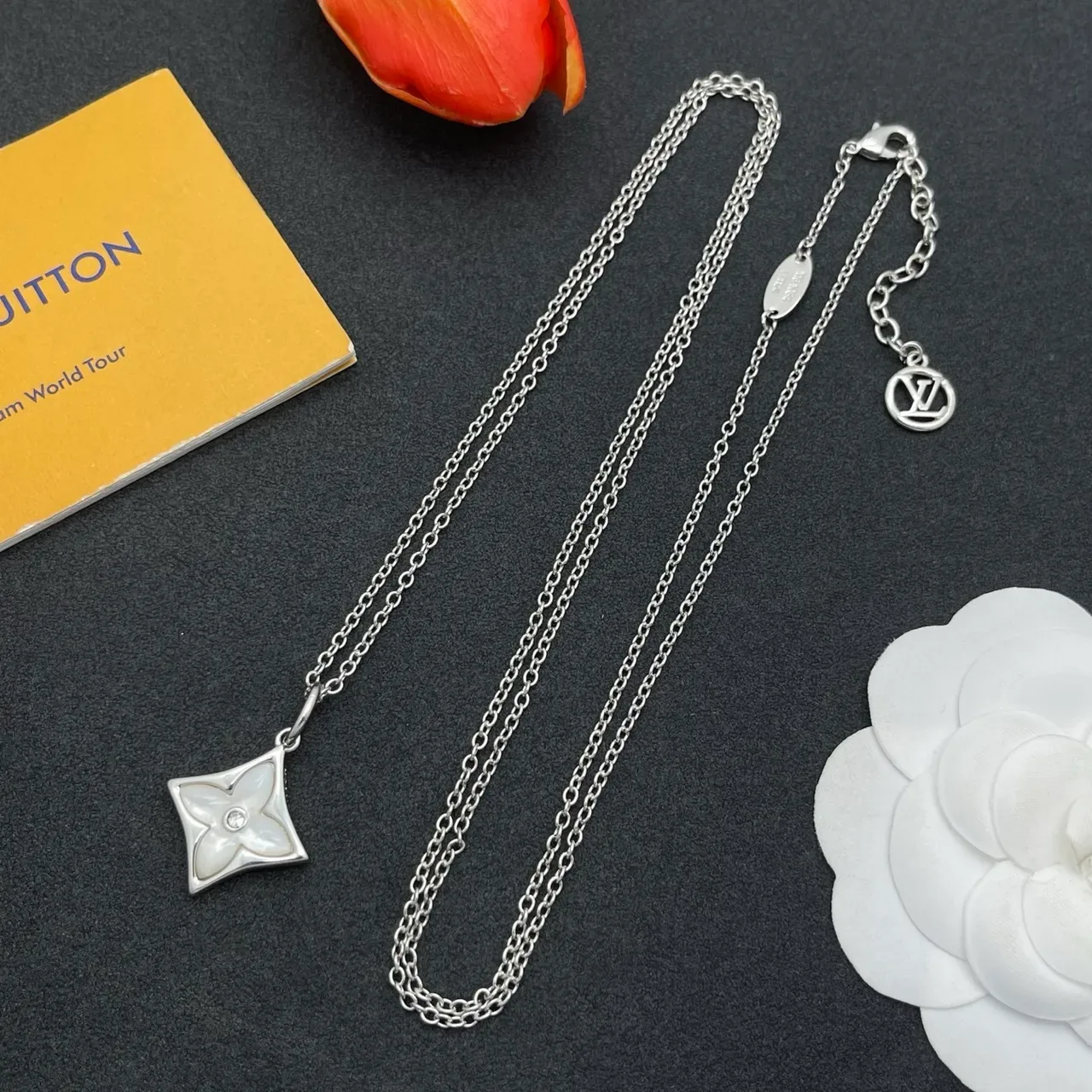 Louis Vuitton Monogram Flower Quatrefoil Layered Necklace 6