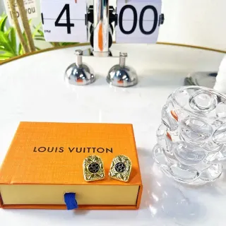 Louis Vuitton Monogram Flower Shield Stud Earrings