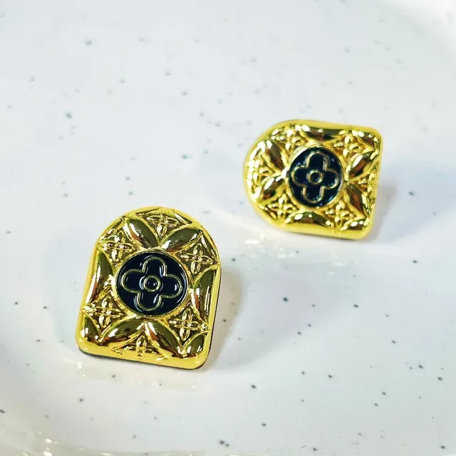 Louis Vuitton Monogram Flower Shield Stud Earrings 2
