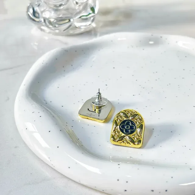 Louis Vuitton Monogram Flower Shield Stud Earrings 3