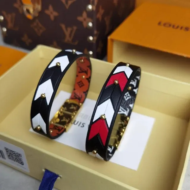 Louis Vuitton Monogram Geometric Black Multicolor Rigid Bangle Color-Block Bracelet 6