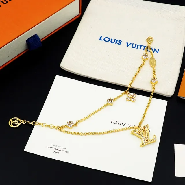 Louis Vuitton Monogram Jewelry Multi-Chain Pavé-Crystal LV Charm Bracelet 2