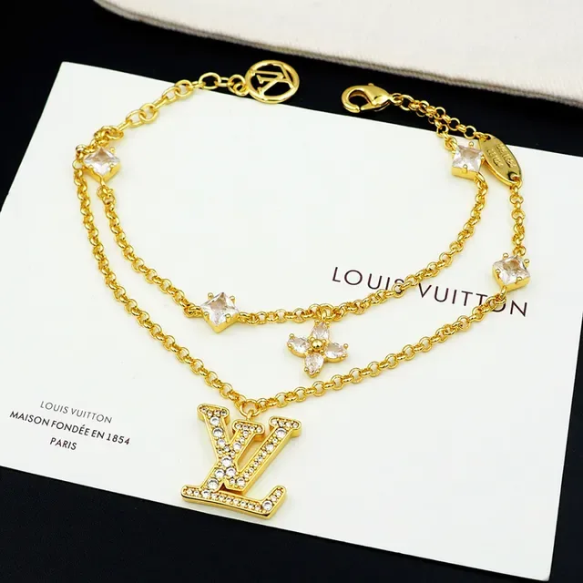 Louis Vuitton Monogram Jewelry Multi-Chain Pavé-Crystal LV Charm Bracelet 3