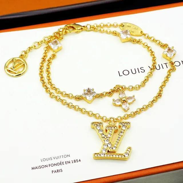 Louis Vuitton Monogram Jewelry Multi-Chain Pavé-Crystal LV Charm Bracelet 5