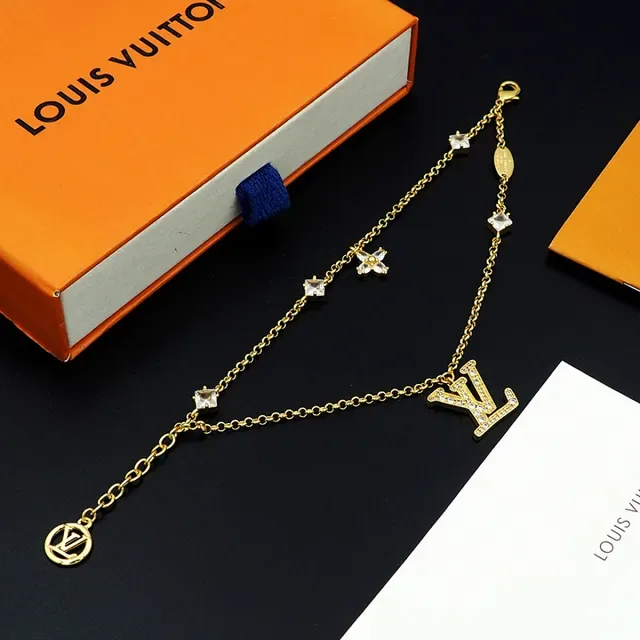 Louis Vuitton Monogram Jewelry Multi-Chain Pavé-Crystal LV Charm Bracelet 7