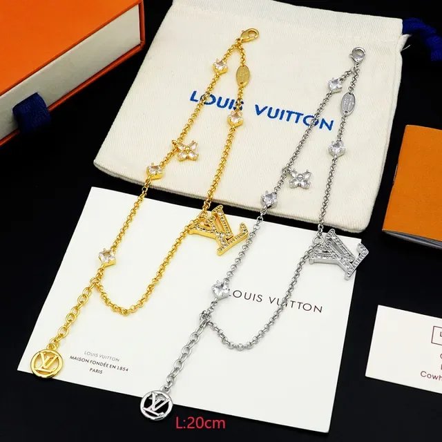 Louis Vuitton Monogram Jewelry Multi-Chain Pavé-Crystal LV Charm Bracelet 8