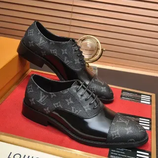 Louis Vuitton Monogram Leather Patent Cap-Toe Oxford Shoes