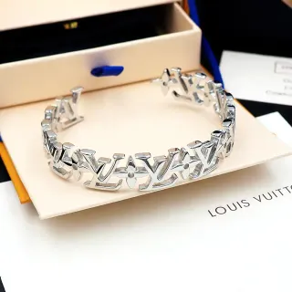 Louis Vuitton Monogram Link Cuff Silver Polished Bracelet