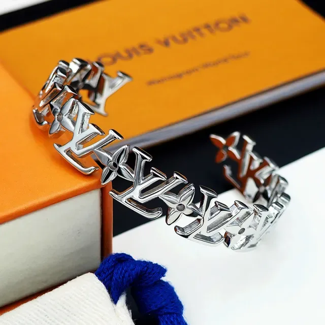 Louis Vuitton Monogram Link Cuff Silver Polished Bracelet 3