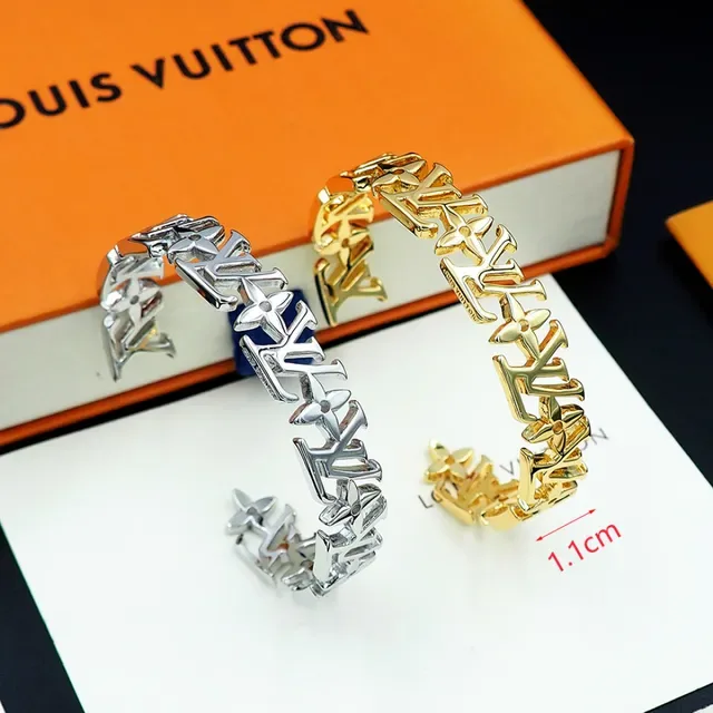 Louis Vuitton Monogram Link Cuff Silver Polished Bracelet 4