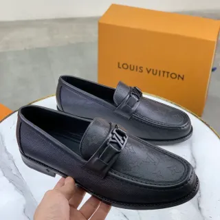 Louis Vuitton Monogram Loafer Black Leather Slip-On Loafers
