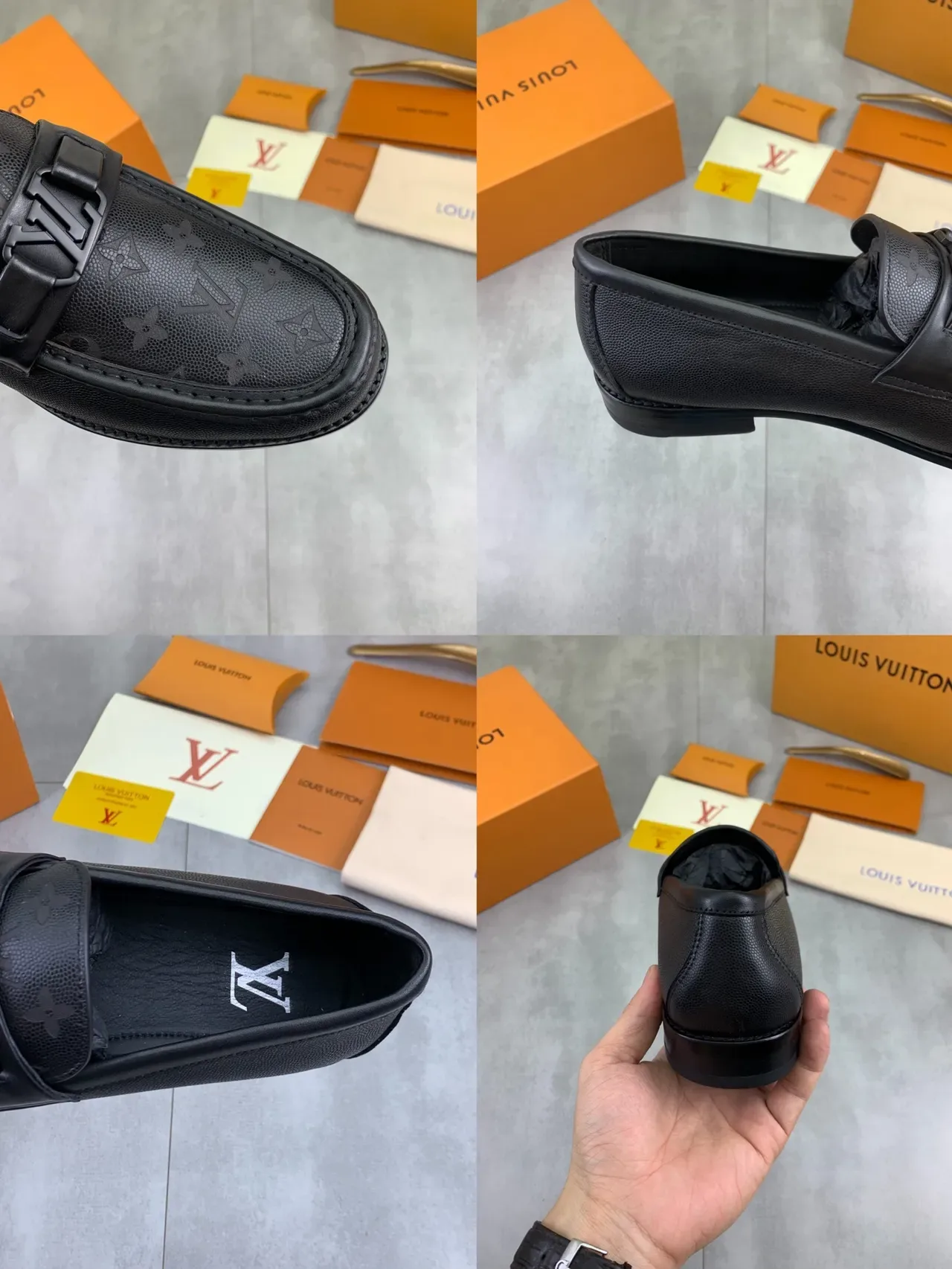 Louis Vuitton Monogram Mocassins Cuir Noir Slip-On 2