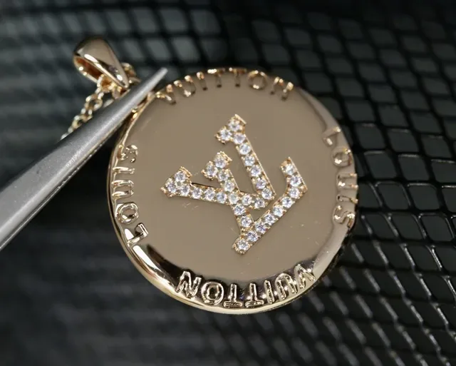 Louis Vuitton Monogram Medallion Rose Gold-Tone Pavé Crystal Necklace 4
