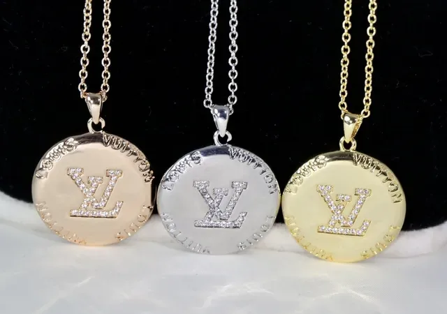 Louis Vuitton Monogram Medallion Rose Gold-Tone Pavé Crystal Necklace 5