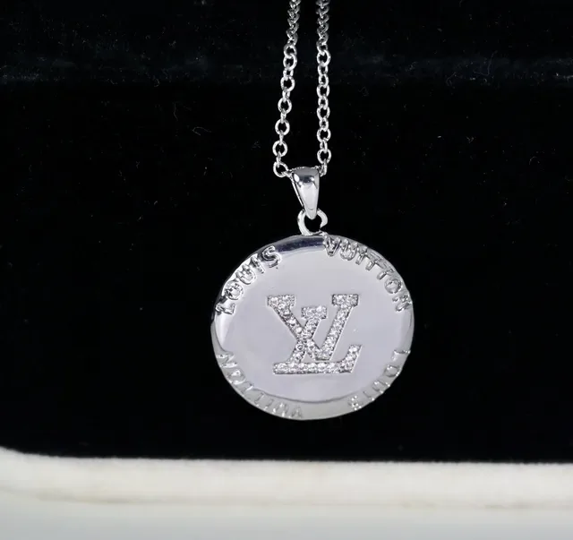 Louis Vuitton Monogram Medallion Rose Gold-Tone Pavé Crystal Necklace 8