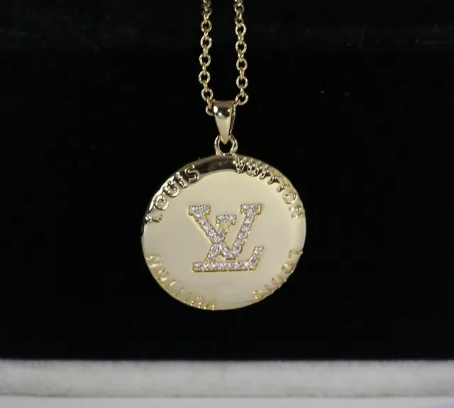 Louis Vuitton Monogram Medallion Rose Gold-Tone Pavé Crystal Necklace 9