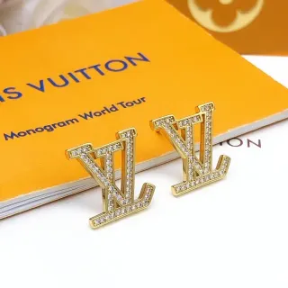 Louis Vuitton Monogram Pavé Crystal Gold-Tone Stud Earrings
