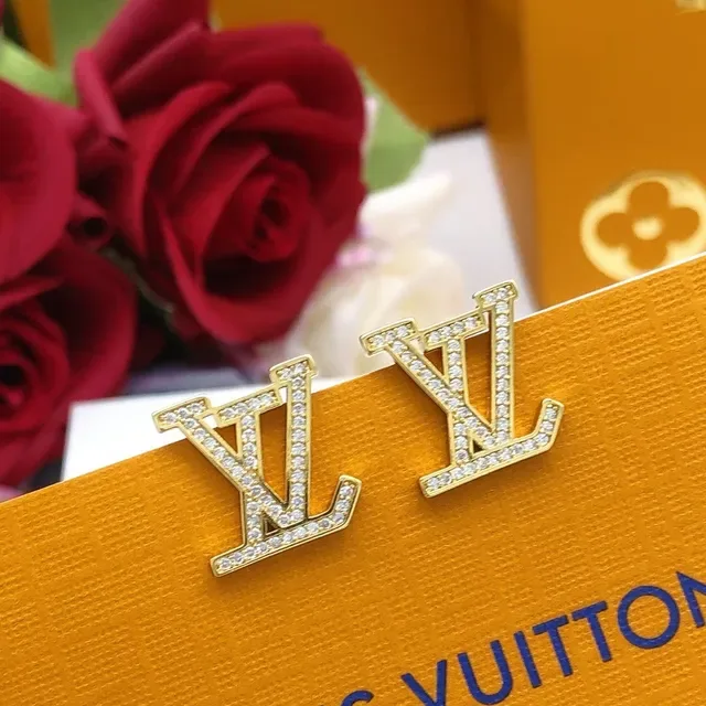 Louis Vuitton Monogram Pavé Crystal Gold-Tone Stud Earrings 4