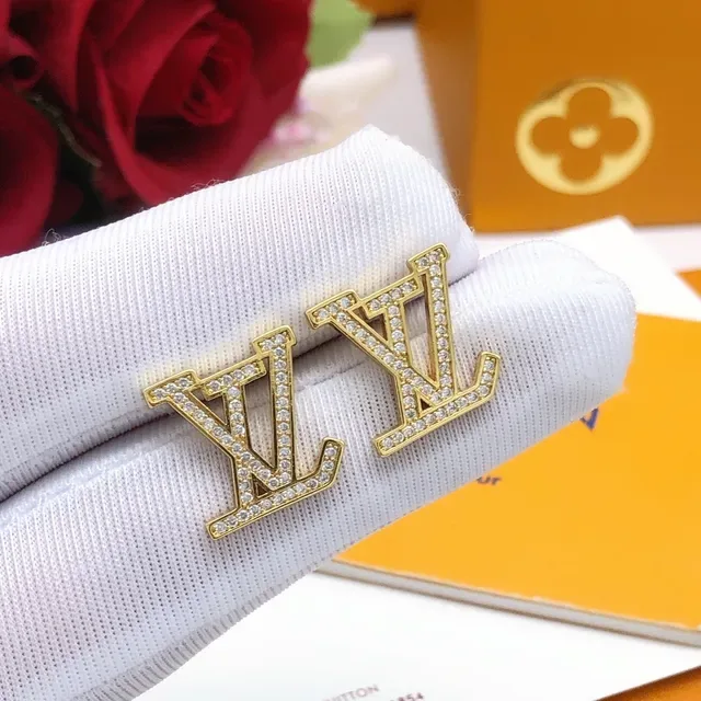 Louis Vuitton Monogram Pavé Crystal Gold-Tone Stud Earrings 5