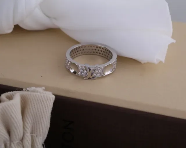 Louis Vuitton Monogram Pavé Crystal Ring Gold Transparent Ring 2
