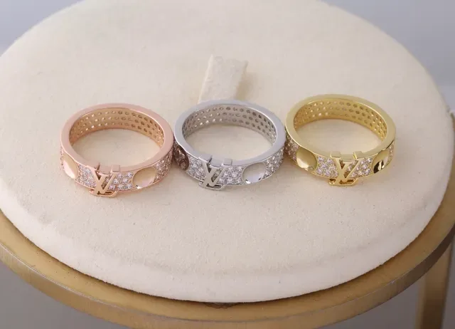 Louis Vuitton Monogram Pavé Crystal Ring Gold Transparent Ring 4