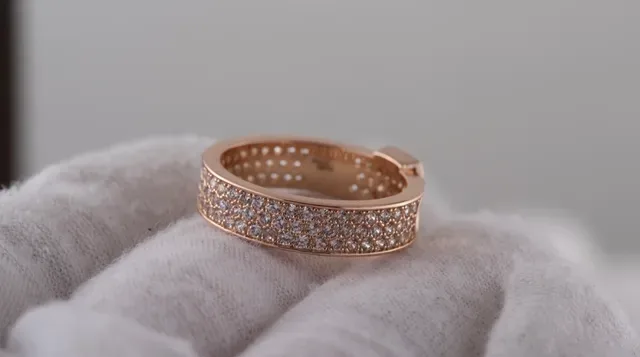 Louis Vuitton Monogram Pavé Crystal Ring Gold Transparent Ring 5