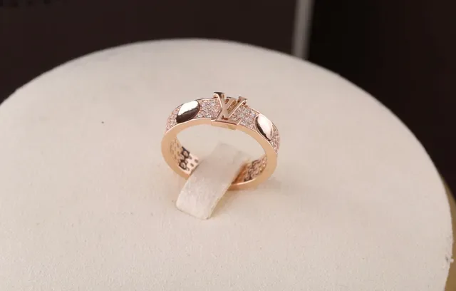 Louis Vuitton Monogram Pavé Crystal Ring Gold Transparent Ring 7