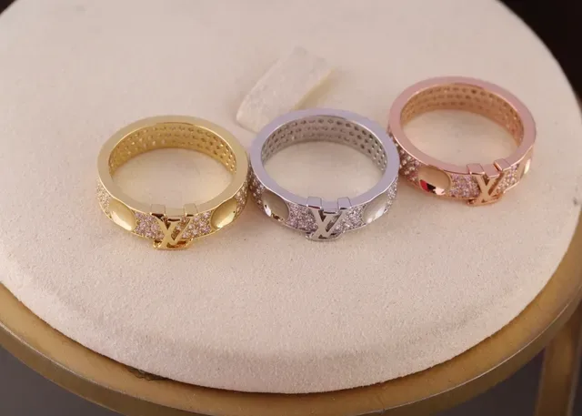 Louis Vuitton Monogram Pavé Crystal Ring Gold Transparent Ring 8