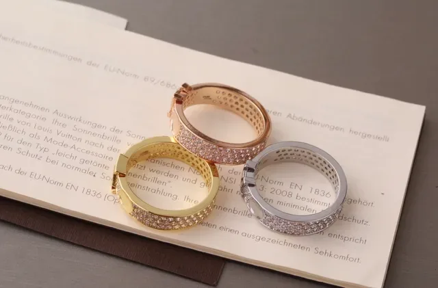 Louis Vuitton Monogram Pavé Crystal Ring Gold Transparent Ring 9