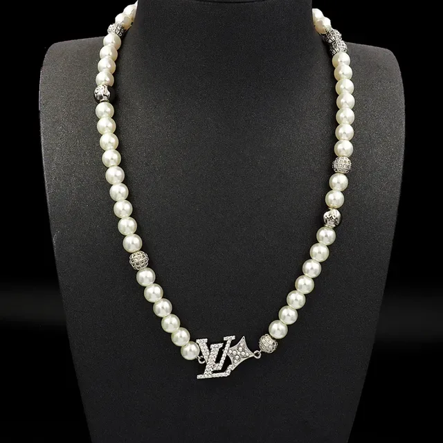 Louis Vuitton Monogram Pearl and Crystal Necklace 7
