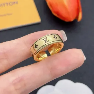 Louis Vuitton Monogram Ring Gold Wide Band Engraved Ring